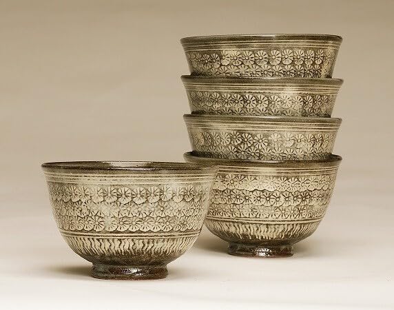 京焼 平安 勝見永泉 作 金襴手葵龍紋 茶碗 共箱 共布 茶道具 抹茶碗